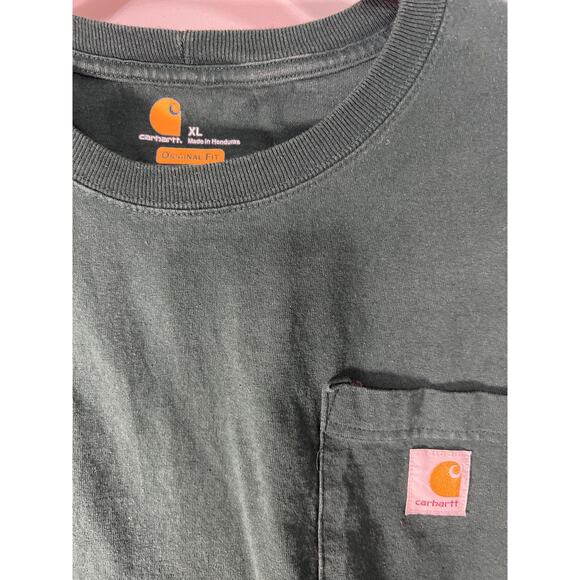 Carhartt Mens Original Fit Heavyweight Green Logo Graphic L/S Pocket Shirt Sz XL - Picture 5 of 8